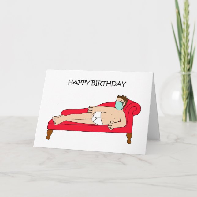 Covid 19 Grattis på födelsedagen man i kalsonger Kort (Framsida)