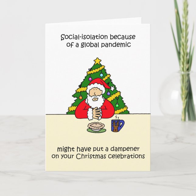 Covid 19 julafton Pappa jul Tecknad Kort (Framsida)