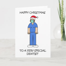 Covid 19 Lycklig jul till kvinnlig dentist Kort