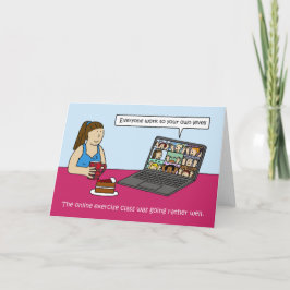 Covid 19 Onlines övningsklass Tecknad Humor Kort