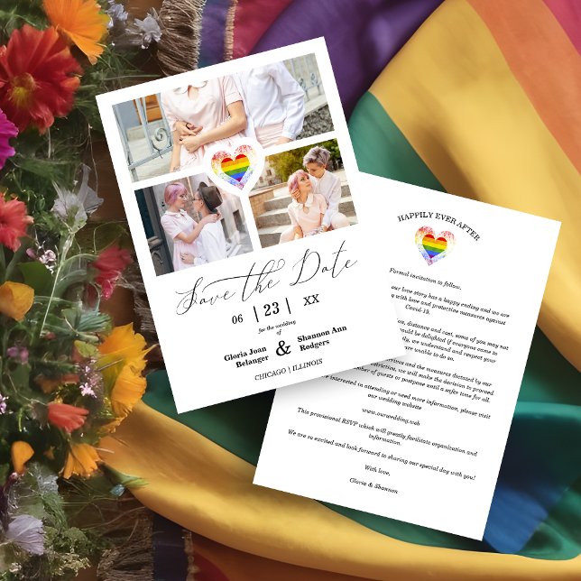 Covid 19 Pride Rainbow Heart Lesbisk Gay 3 Foton Spara Datumet (Skapare uppladdad)