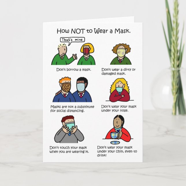 Covid 19 School Children in Ansikte Mask Tecknad Kort (Framsida)