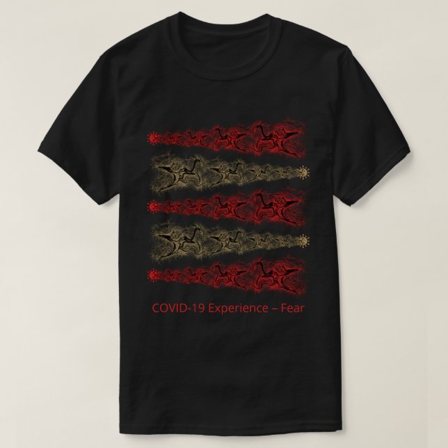 COVID-19-upplevelse, fruktan, virus, rött och Guld T Shirt (Design framsida)