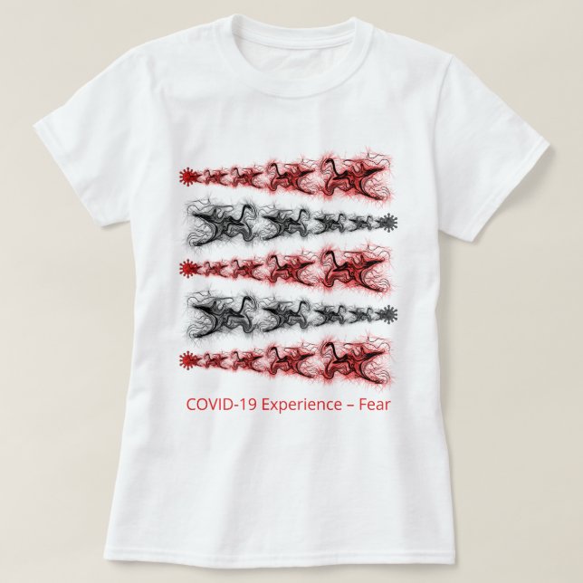 COVID-19-upplevelse, fruktan, virus, svart och röd T Shirt (Design framsida)