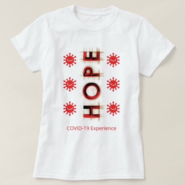 COVID-19-upplevelse - Hope, Red, Smiling Virus T Shirt (Design framsida)