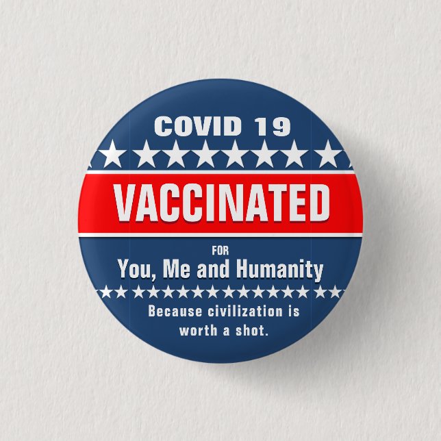 Covid 19 Vaccination for Humanity Button Knapp (Framsida)