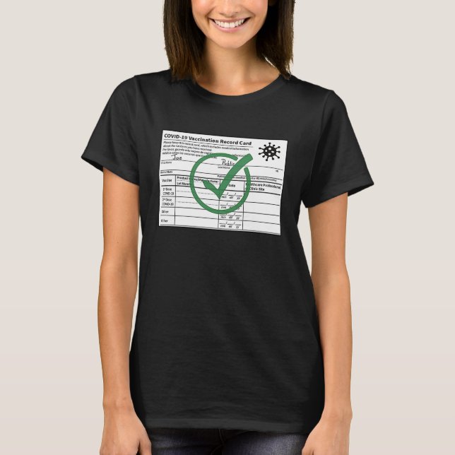 COVID 19 Vaccination Record Card Artwork T Shirt (Framsida)