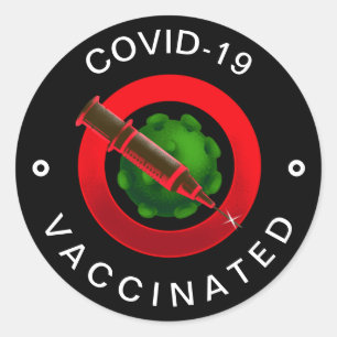 Covid-19 Vaccinerad Coola för svart och röd motiva Runt Klistermärke
