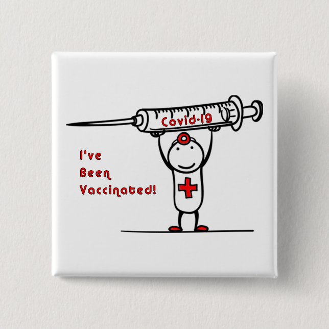 Covid-19 Vaccinerad kvadratisk knapp (Framsida)