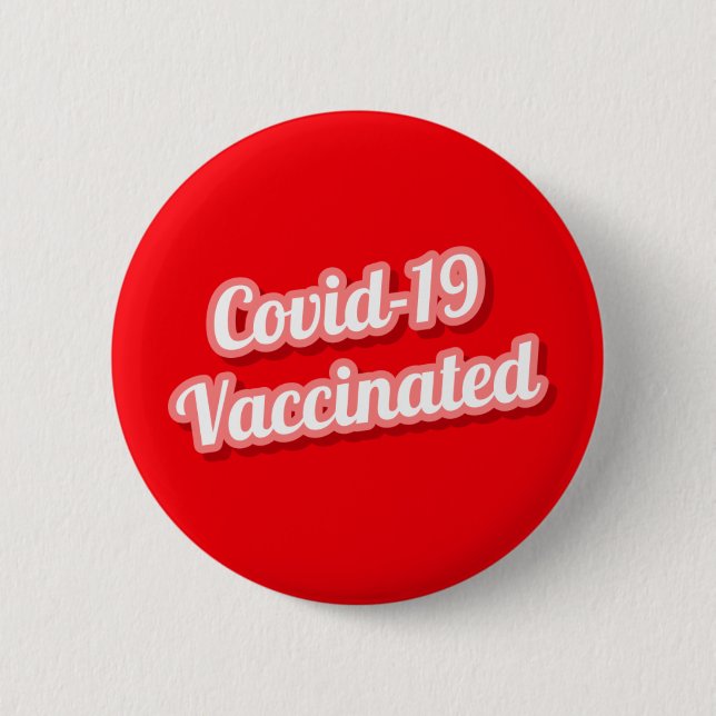 Covid 19 Vaccinerad, röd, stiliserad Knapp (Framsida)