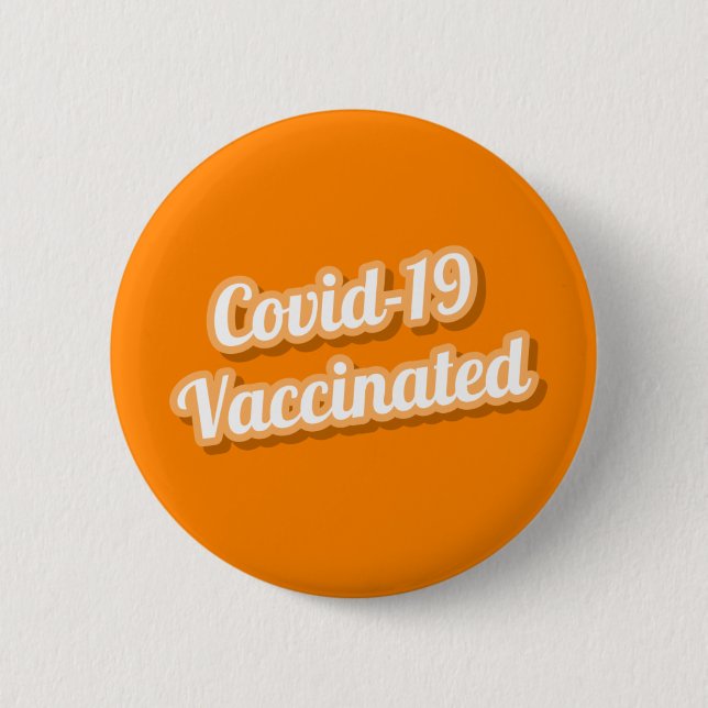 Covid 19 Vaccinerad stympad kursiv Orange Knapp (Framsida)