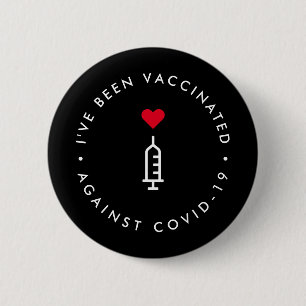 Covid 19 vaccinerade Modern Black Red Heart Knapp