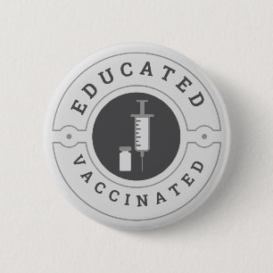 Covid-19 Vaccinerat Educated Proud Geometric Grått Knapp