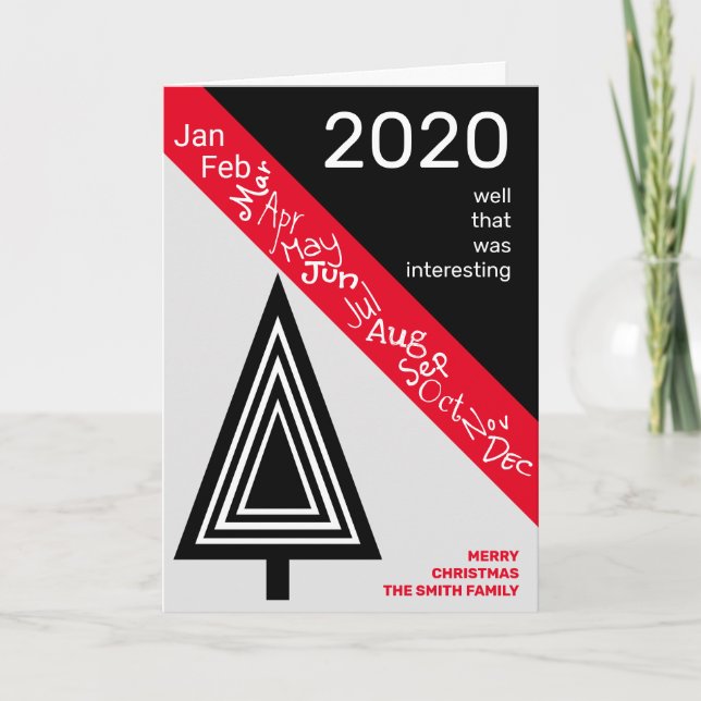 Covid 2020 Black White Red Fånig Julfoni Helgkort (Framsida)