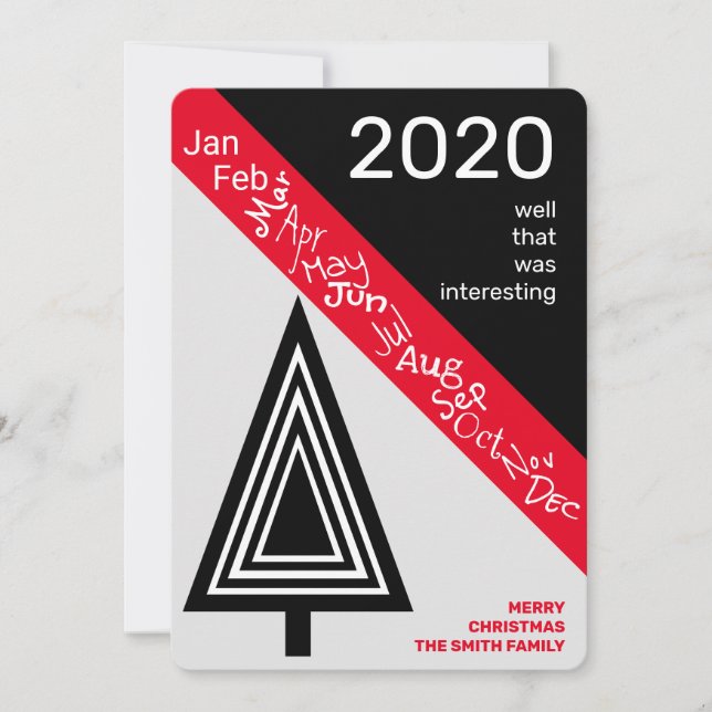 Covid 2020 Black White Red Funny-jul Julkort (Framsida)