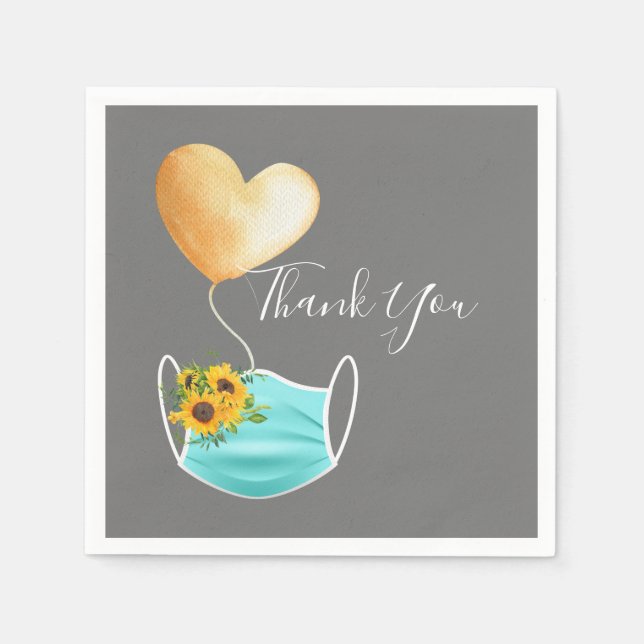 Covid Ansikte Mask & Flowers Tack Pappersservett (Framsidan)
