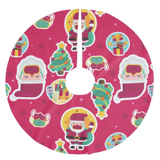 Covid ansikte mask, Santa träd Julgransmatta Borstad Polyester (Framsidan)