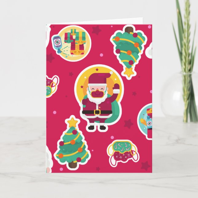 covid ansiktsmask jul tomte gran inbjudan (Framsida)