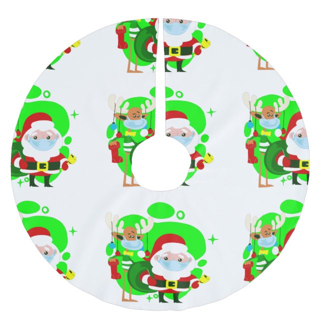 Covid christmas jultomten renar julgransmatta borstad polyester (Framsidan)