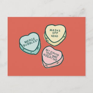 Covid Conversation Hearts Funny Valentine Card Vykort