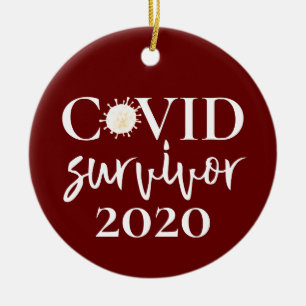 Covid Coronavirus överlevare 2020 Julgransprydnad Keramik