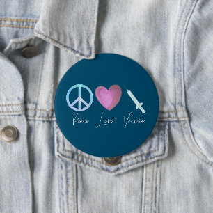 Covid Coronavirus Peace Kärlek Vaccine 2021 Button Knapp
