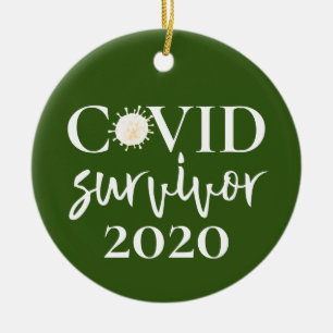 Covid Coronavirus Survivor 2020 Julgransprydnad Keramik