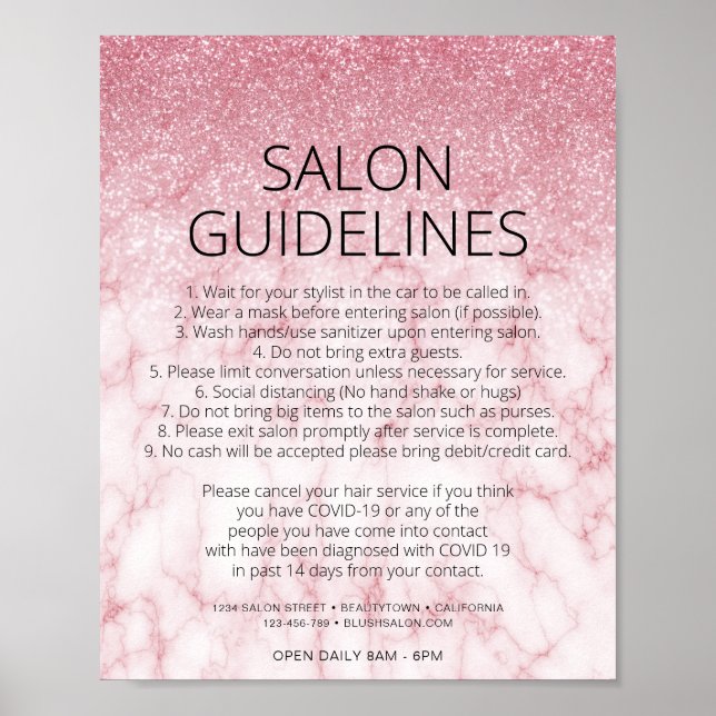 Covid Health Safety Ro Guld Hair Salon Poster (Framsidan)