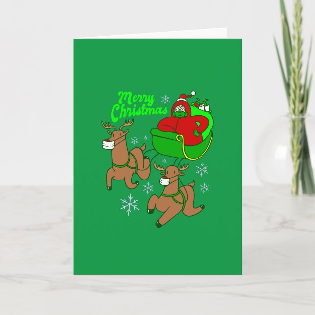covid jul ansiktsmask jul tomte renar släde inbjudan (Framsida)