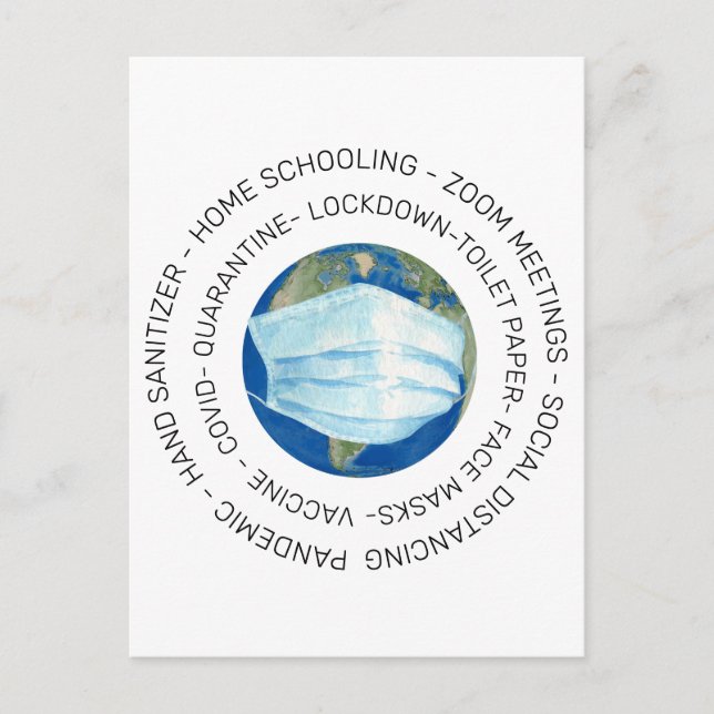 Covid Karantän Världen Minnesmärke Vykort (Framsida)