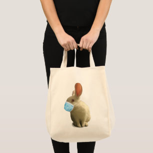 COVID Mask Bunny Tote Tygkasse