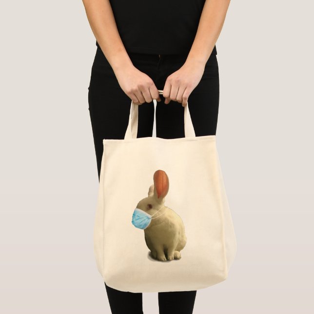COVID Mask Bunny Tote Tygkasse (Framsida (produkt))