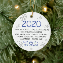 COVID-pandemi isolering maskanvändning 2020 Julgransprydnad Keramik
