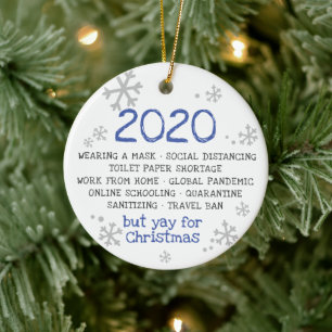 COVID-pandemi isolering maskanvändning 2020 Julgransprydnad Keramik
