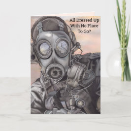 Covid Prepper Gas Mask Personalize Birthday Card Tack Kort