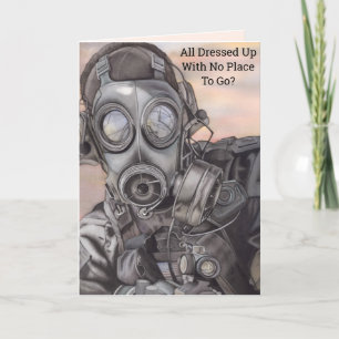 Covid Prepper Gas Mask Personalize Birthday Card Tack Kort