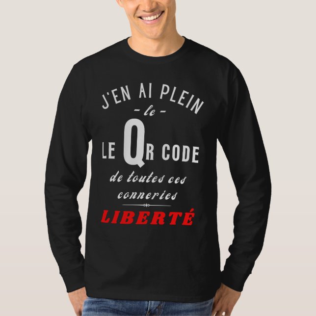 COVID QR Code No to Health Pass No Vaccine  Libert T Shirt (Framsida)