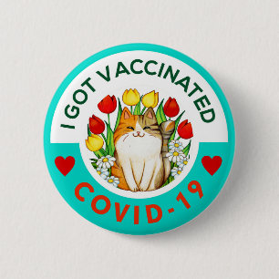 Covid-Vaccinerad söt kattknapp Knapp