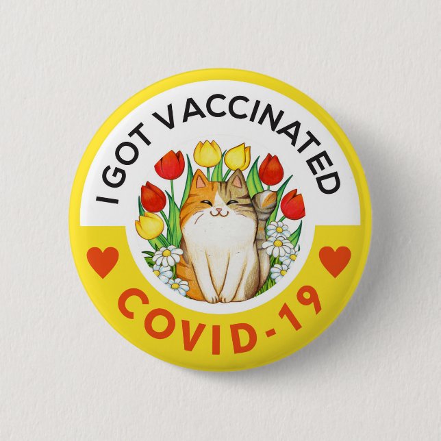 Covid-Vaccinerad söt kattknapp Knapp (Framsida)