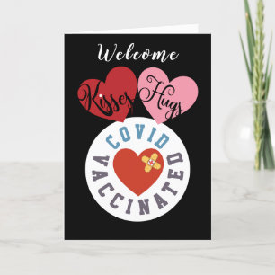Covid Vaccinerad Välkommen Kisses Hugs Valentine Helgkort