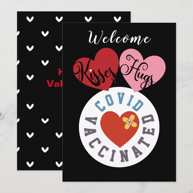Covid Vaccinerad | Välkommen Kisses Hugs Valentine Julkort (Fram/baksida)