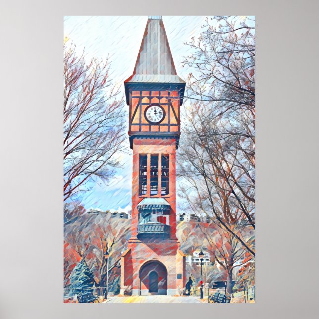 Covington, KY Goebel Park Clock Torn Painting Poster (Framsidan)