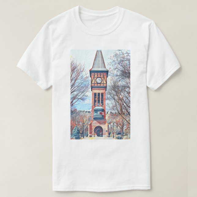 Covington, KY Goebel Park Clock Torn Painting T Shirt (Design framsida)