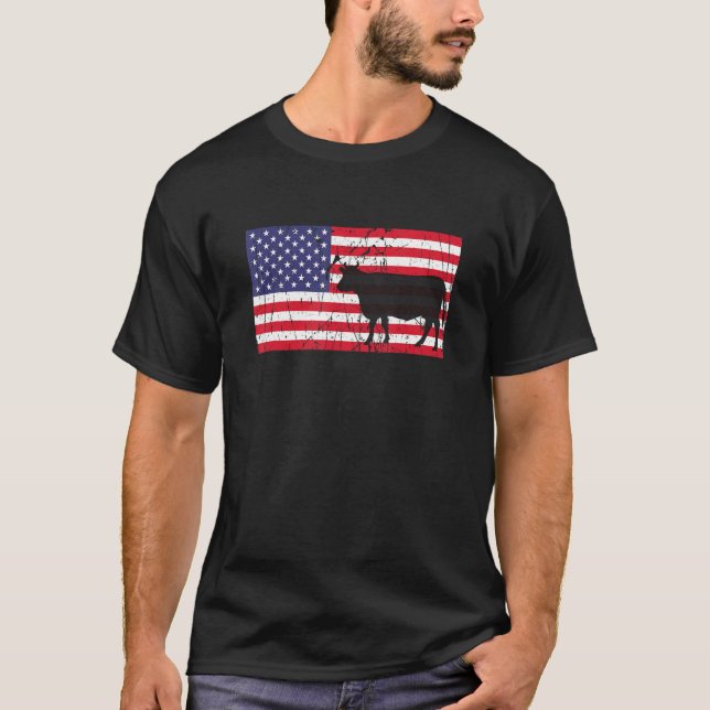 Cow 4th of July Matching Family USA  Patriotic Far T Shirt (Framsida)