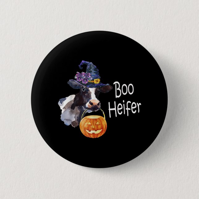 Cow Älskare | Boo Heifer Cow för Halloween Knapp (Framsida)