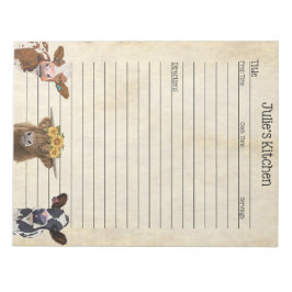 Cow Älskare Recept Pad - Perfekt för delning Anteckningsblock