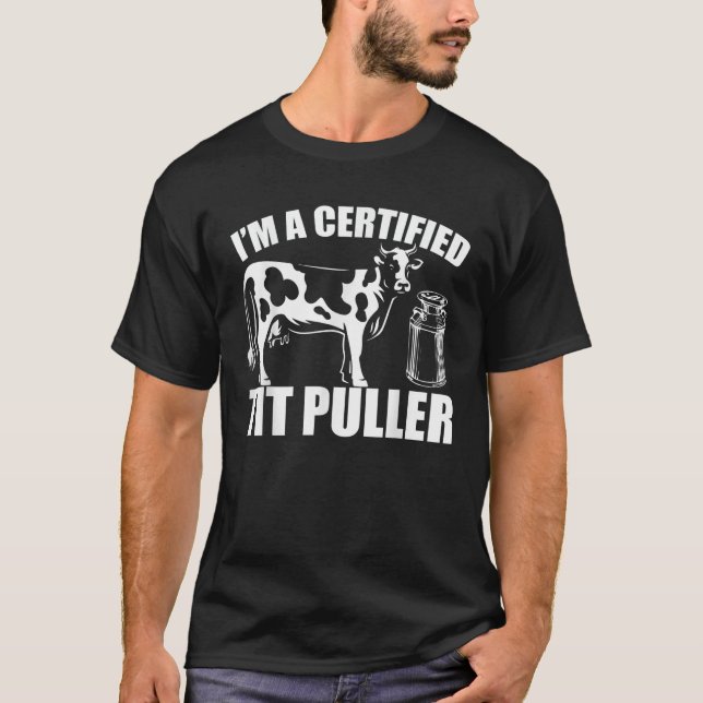 Cow Älskare Retro I är en Auktoriserad Tit Puller  T Shirt (Framsida)