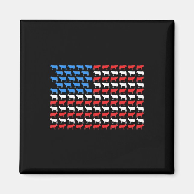 Cow American Flagga 2 juli 4: Farmer Cattle USA He Magnet (Framsidan)