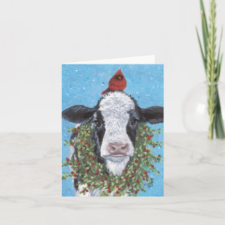 Cow and Cardinal Folded Card Meddelande