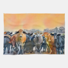 Cow Art Farm Stil Rustic Tones Kitchen Kökshandduk